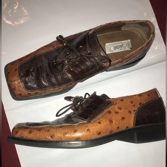 Fratelli leather loafers TAN BROWN SHOES mens 9M Leather SQUARE Toe Animal Print - Picture 10 of 13